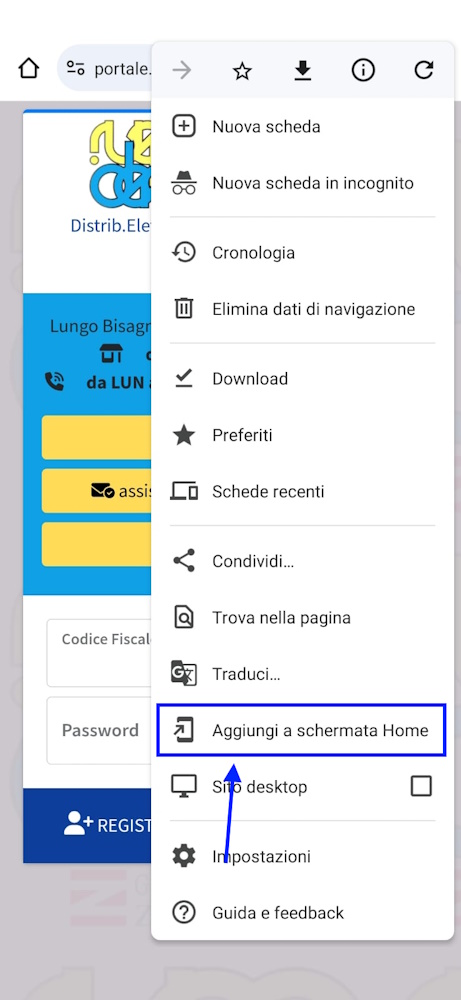 Aggiungi a schermata
