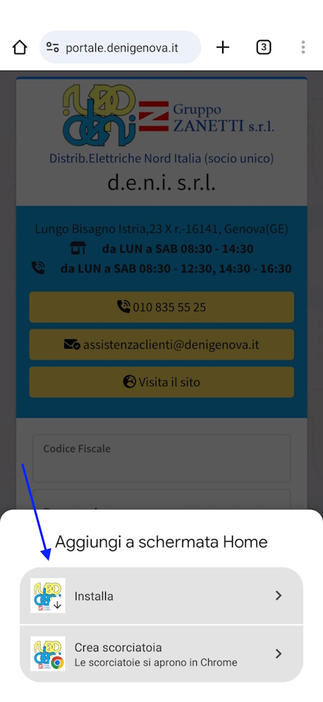 Scegli di installare l'app